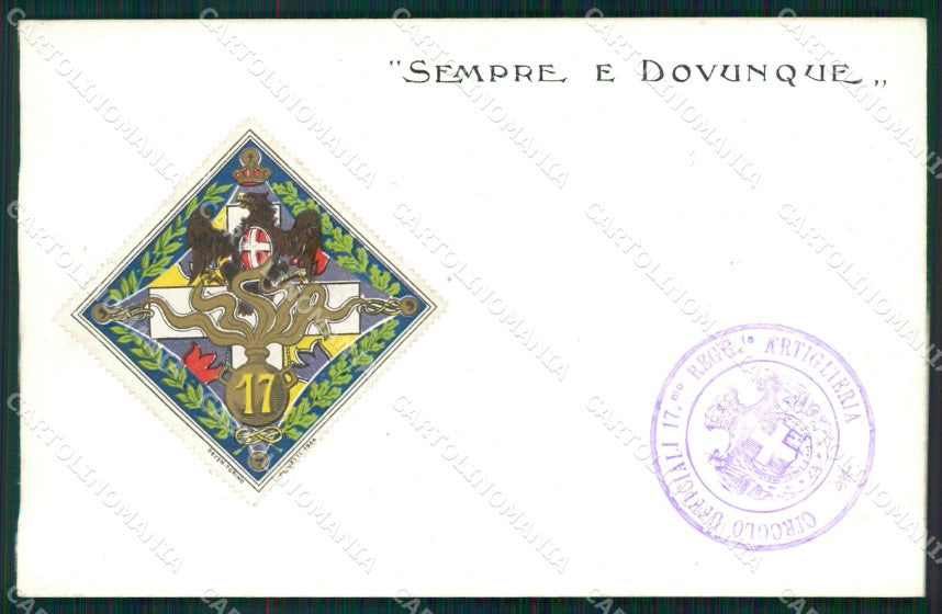 Militari Artiglieria 17 Reggimento cartolina MT8730 – fronte