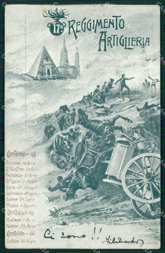 Militari Artiglieria 17 Reggimento Novara PIEGA cartolina MT8731 – fronte