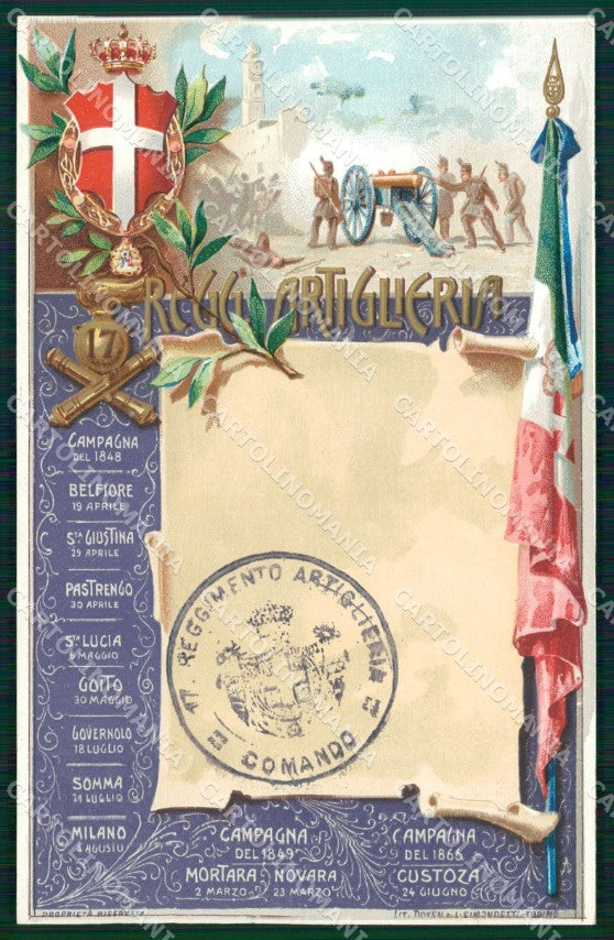 Militari Artiglieria 17 Reggimento cartolina MT8734 – fronte
