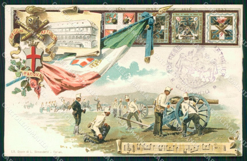 Militari Artiglieria 20 Reggimento Padova Spartito cartolina MT8740 – fronte