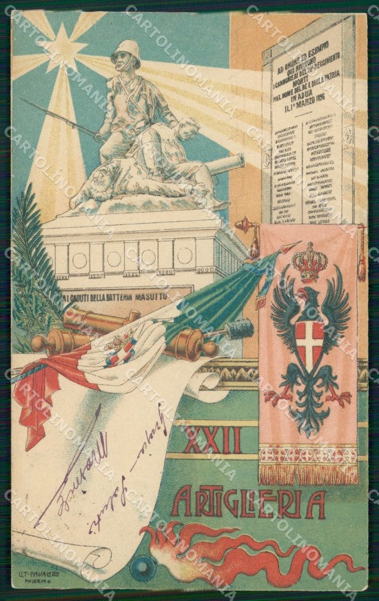 Militari Artiglieria XXII Reggimento Palermo cartolina MT8745 – fronte