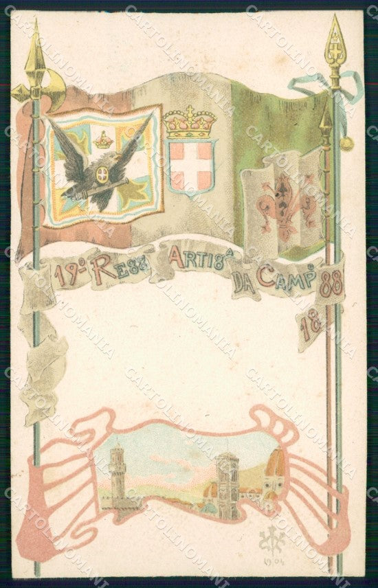 Militari Artiglieria XIX Reggimento Firenze Siena cartolina MT8756 – fronte