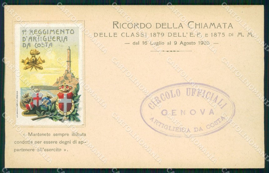 Militari Artiglieria I Reggimento da Costa Genova cartolina MT8759 – fronte