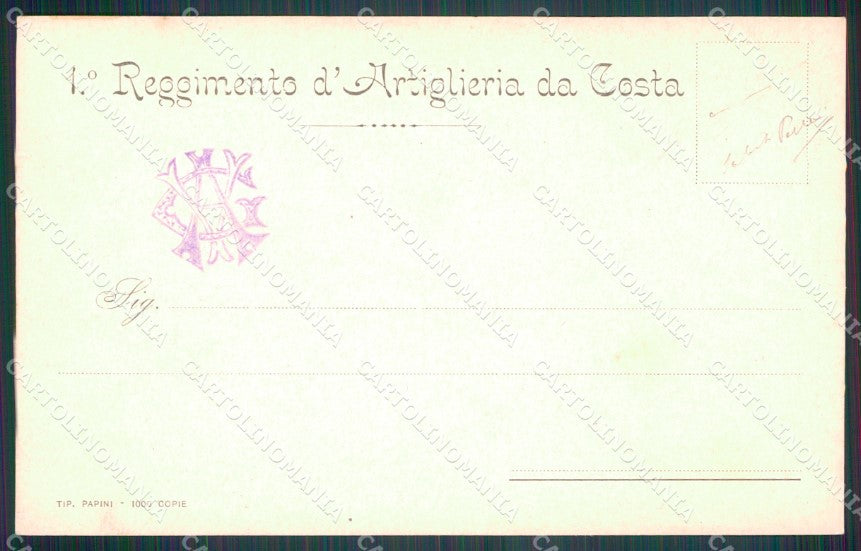 Militari Artiglieria I Reggimento da Costa Genova cartolina MT8759 – retro