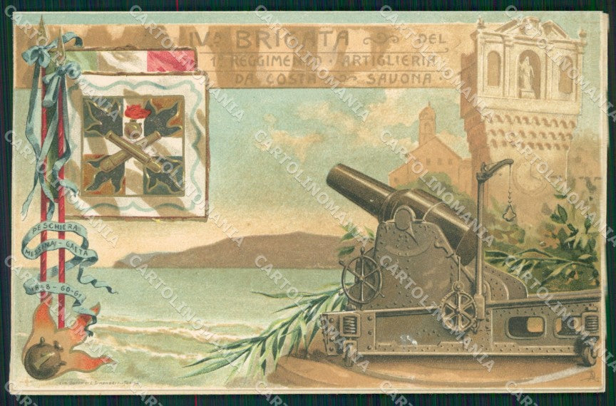 Militari Artiglieria I Reggimento da Costa Brigata Savona cartolina MT8762 – fronte