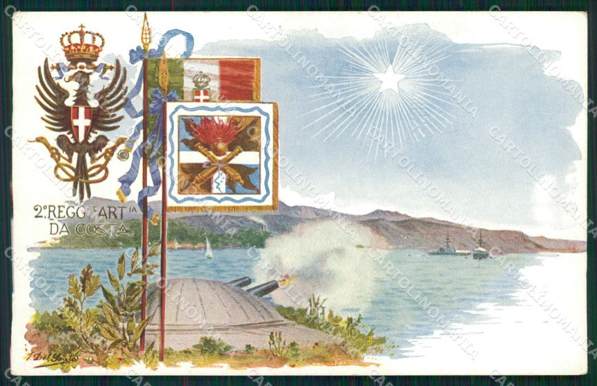 Militari Artiglieria II Reggimento da Costa cartolina MT8763 – fronte
