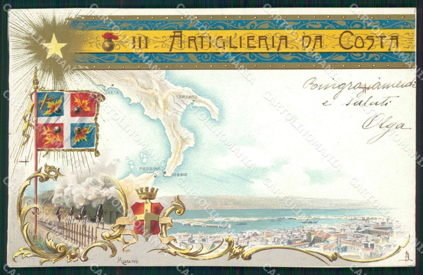 Militari Artiglieria III Reggimento da Costa Messina cartolina MT8765 – fronte