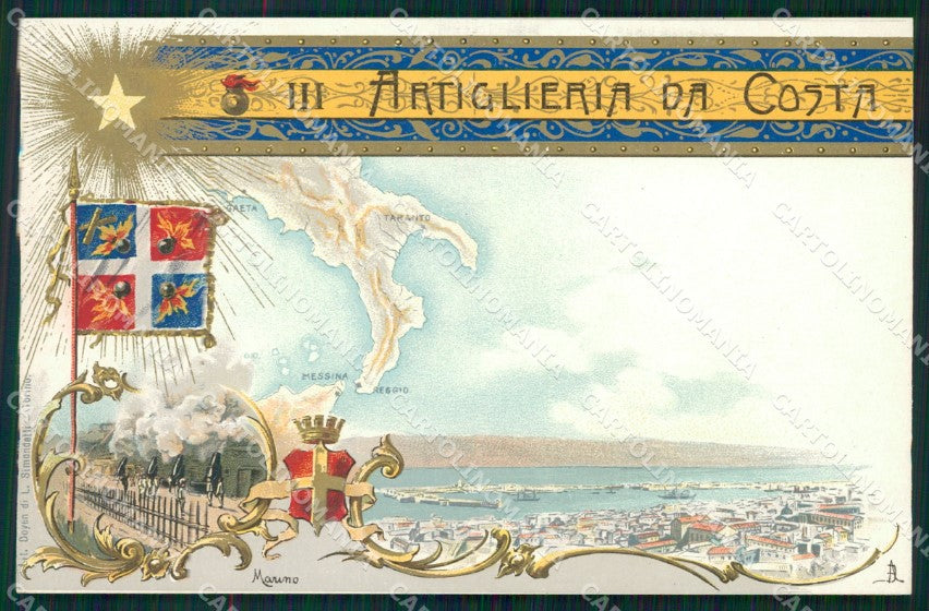 Militari Artiglieria III Reggimento da Costa Messina cartolina MT8766 – fronte