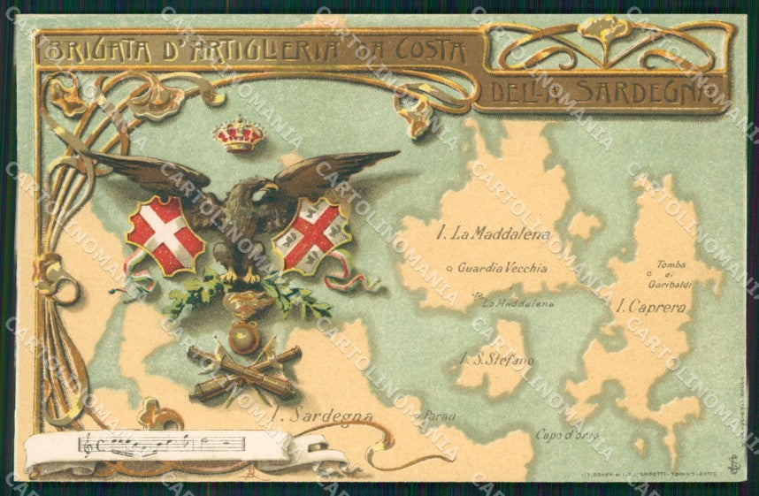 Militari Artiglieria Brigata Costa Sardegna Caprera Maddalena cartolina MT8768 – fronte
