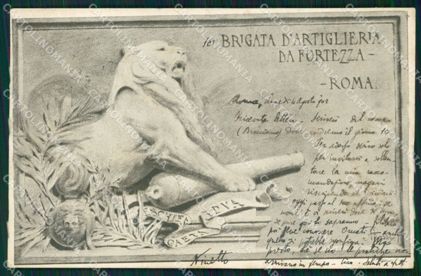 Militari Artiglieria X Brigata Fortezza Roma SCOLLATA cartolina MT8772 – fronte