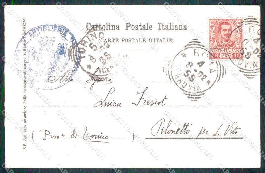 Militari Artiglieria X Brigata Fortezza Roma SCOLLATA cartolina MT8772 – retro