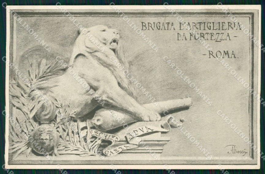 Militari Artiglieria X Brigata Fortezza Roma SCOLLATA cartolina MT8773 – fronte