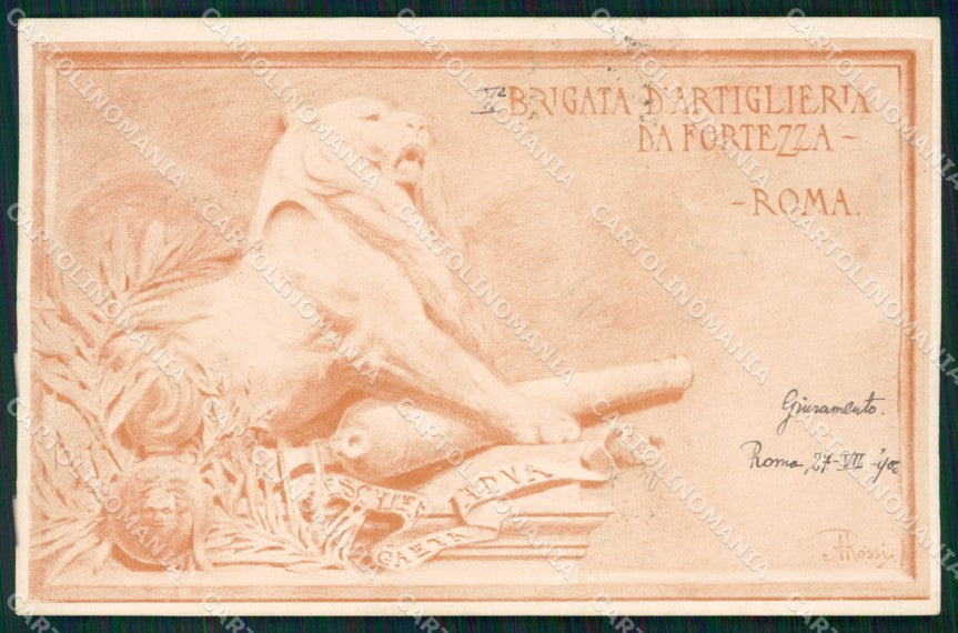 Militari Artiglieria X Brigata Fortezza Roma SCOLLATA cartolina MT8774 – fronte