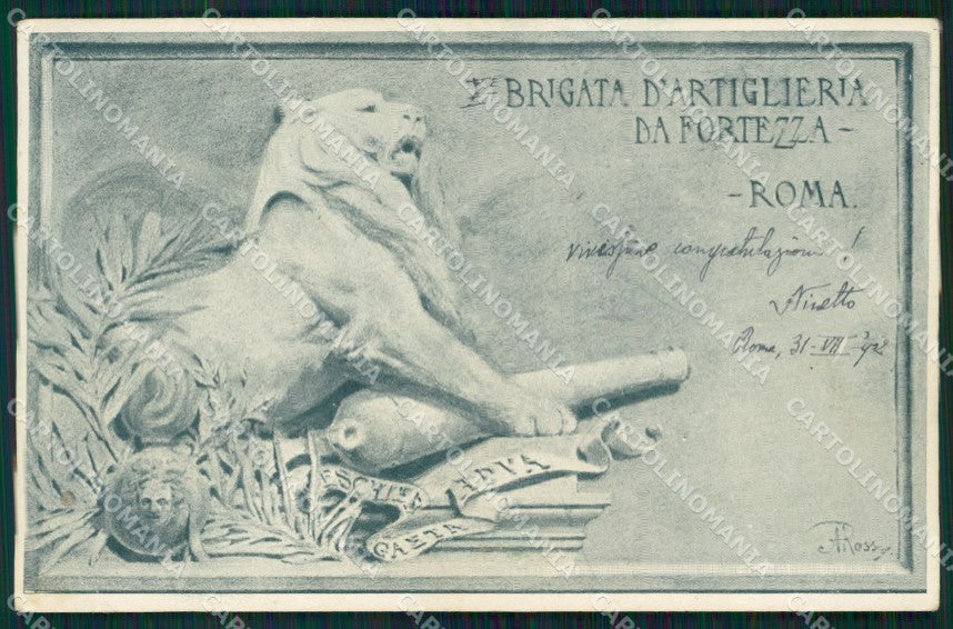 Militari Artiglieria X Brigata Fortezza Roma SCOLLATA cartolina MT8775 – fronte