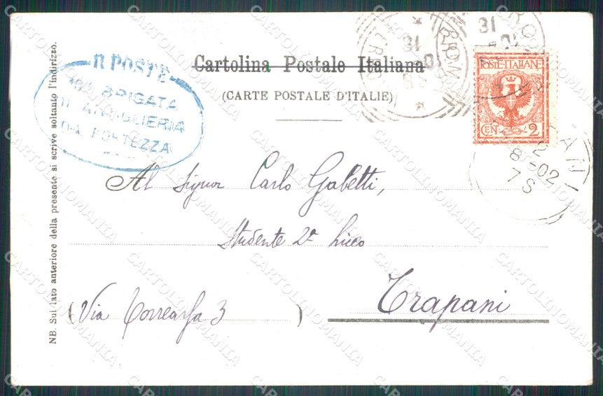 Militari Artiglieria X Brigata Fortezza Roma SCOLLATA cartolina MT8775 – retro
