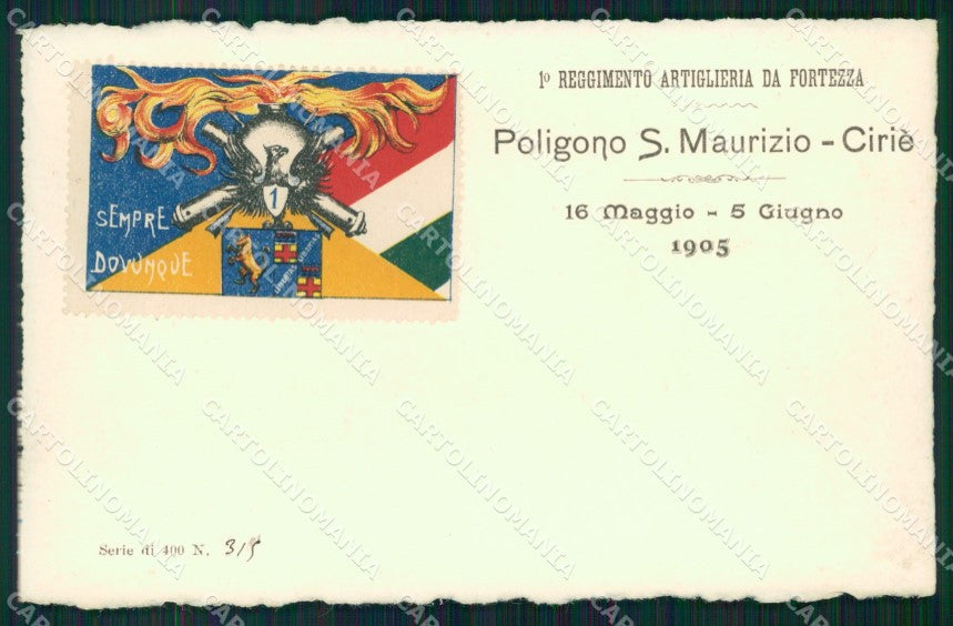 Militari Artiglieria I Reggimento Fortezza Poligono Ciriè cartolina MT8779 – fronte