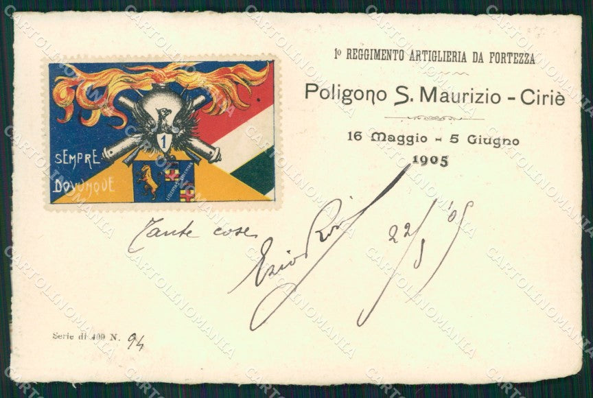 Militari Artiglieria I Reggimento Fortezza Poligono Ciriè cartolina MT8780 – fronte