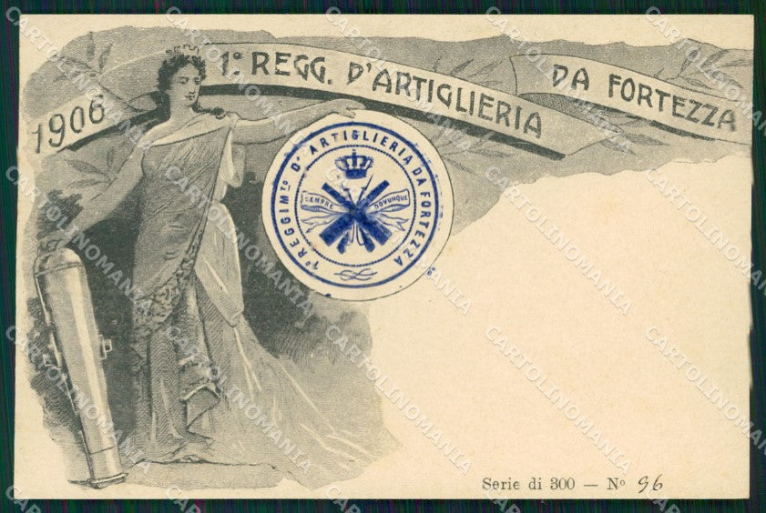 Militari Artiglieria I Reggimento Fortezza Santa Barbara cartolina MT8795 – fronte