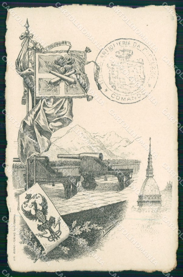 Militari Artiglieria I Reggimento Fortezza Novara cartolina MT8803 – fronte
