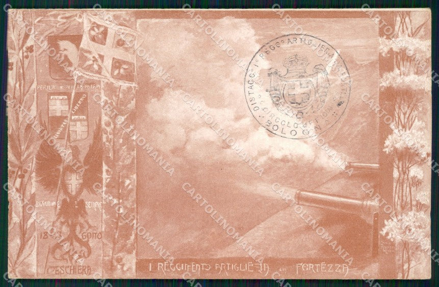 Militari Artiglieria I Reggimento Fortezza Bologna cartolina MT8804 – fronte
