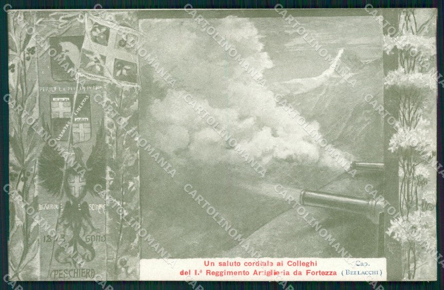 Militari Artiglieria I Reggimento Fortezza cartolina MT8809 – fronte