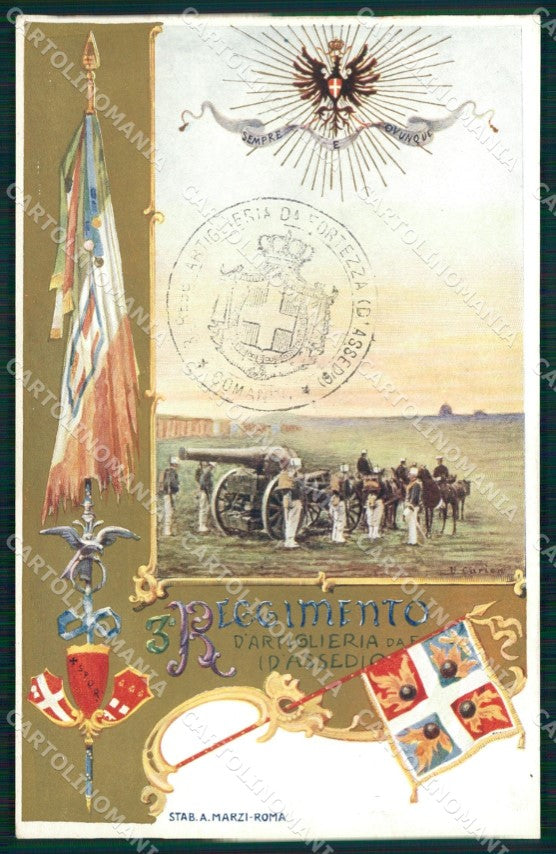 Militari Artiglieria III Reggimento Fortezza Assedio cartolina MT8823 – fronte