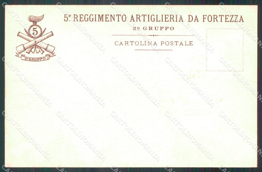 Militari Artiglieria V Reggimento Fortezza III Gruppo cartolina MT8824 – retro
