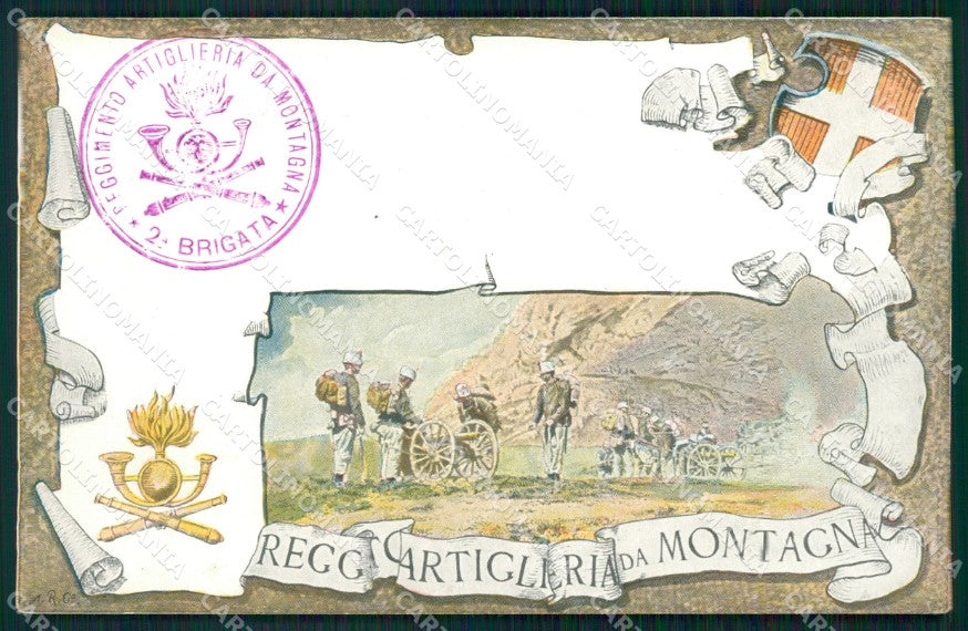 Militari Artiglieria Reggimento da Montagna II Brigata PIEGHINA cartolina MT8832 – fronte