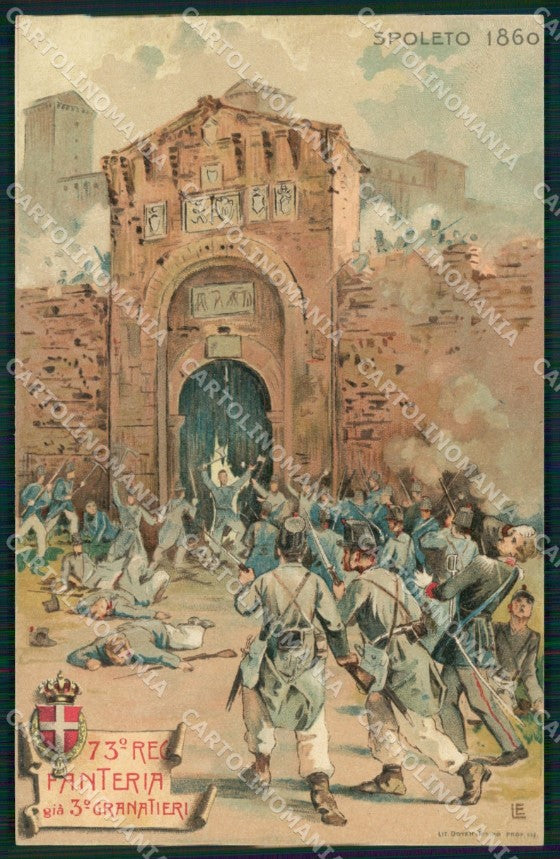 Militari 73 Reggimento Fanteria Spoleto III Granatieri cartolina MT8875 – fronte