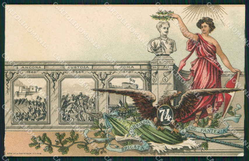Militari 74 Reggimento Fanteria Brigata Lombardia cartolina MT8876 – fronte