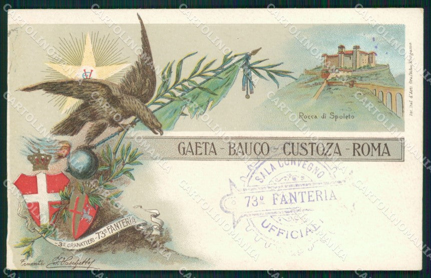 Militari 73 Reggimento Fanteria Spoleto III Granatieri cartolina MT8877 – fronte