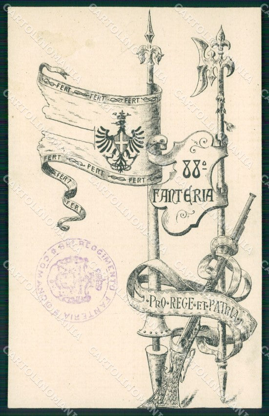 Militari 88 Reggimento Fanteria cartolina MT8915 – fronte