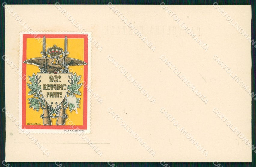 Militari 93 Reggimento Fanteria cartolina MT8924 – fronte