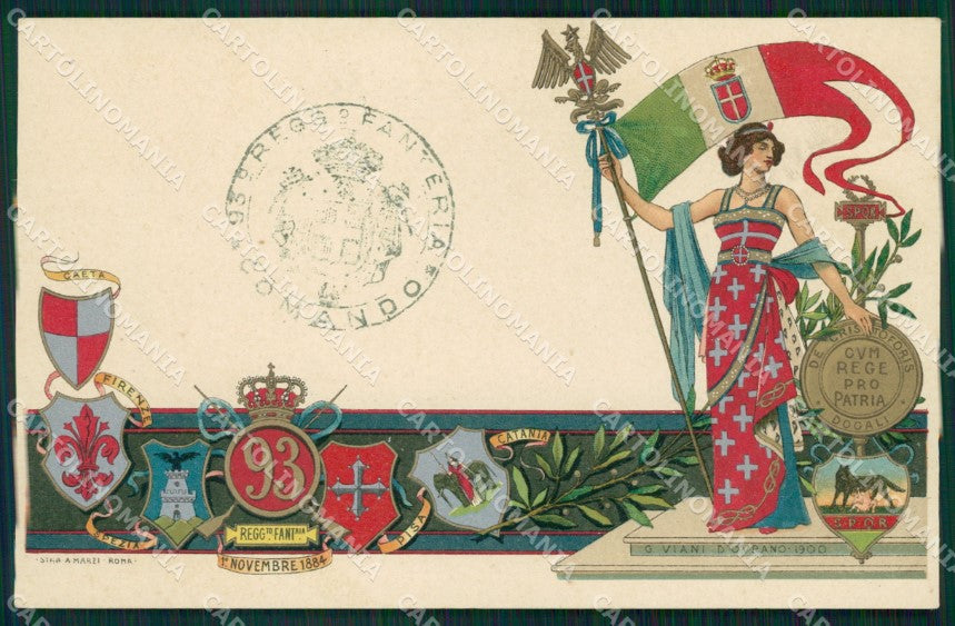 Militari 93 Reggimento Fanteria cartolina MT8925 – fronte