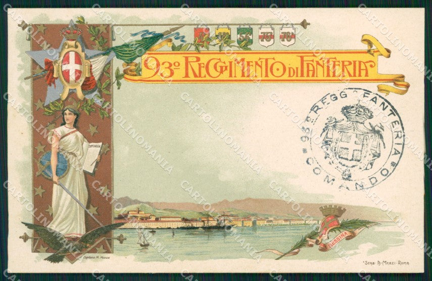 Militari 93 Reggimento Fanteria Messina cartolina MT8926 – fronte