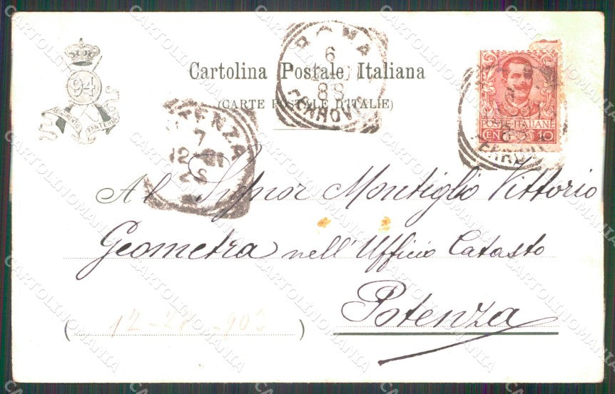 Militari 94 Reggimento Fanteria Brigata Messina Bandiera cartolina MT8930 – retro