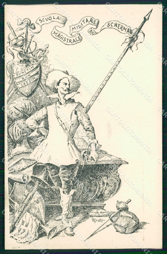 Militari Scuola Magistrale Militare di Scherma Fencing SCOLLATA cartolina MT8957 – fronte