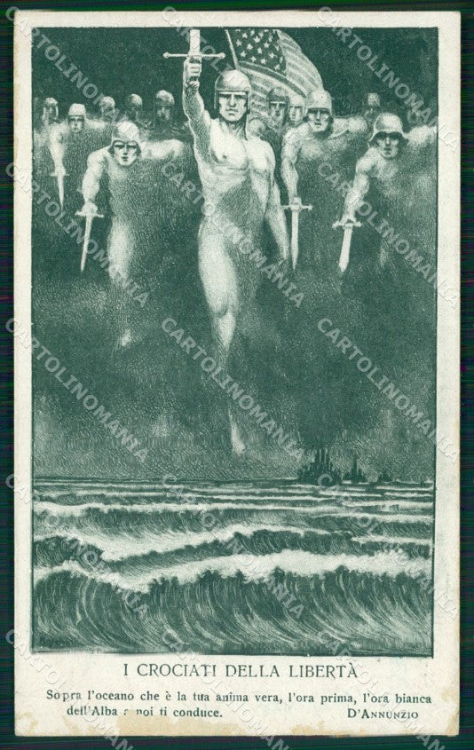 Militari Opera Fratellanza Corpo Americano D'Annunzio ABRASA cartolina MT9068 – fronte