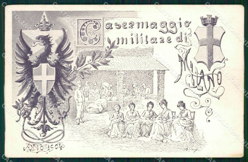 Militari Magazzino Principale Casermaggio Milano cartolina MT9075 – fronte