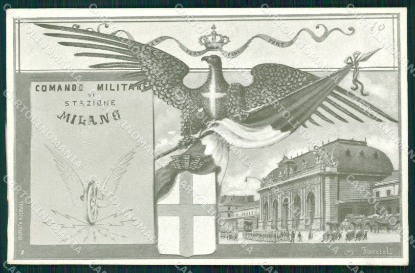 Militari Comando Militare Stazione Milano Faccioli cartolina MT9118 – fronte