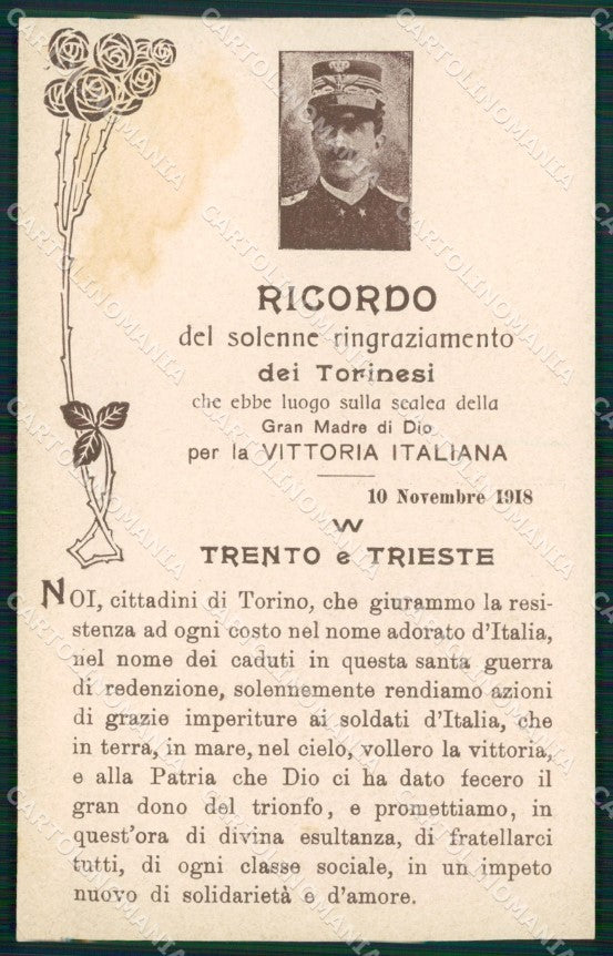 Propaganda WWI Savoia Trento Trieste Torino MACCHIA cartolina MT9120 – fronte