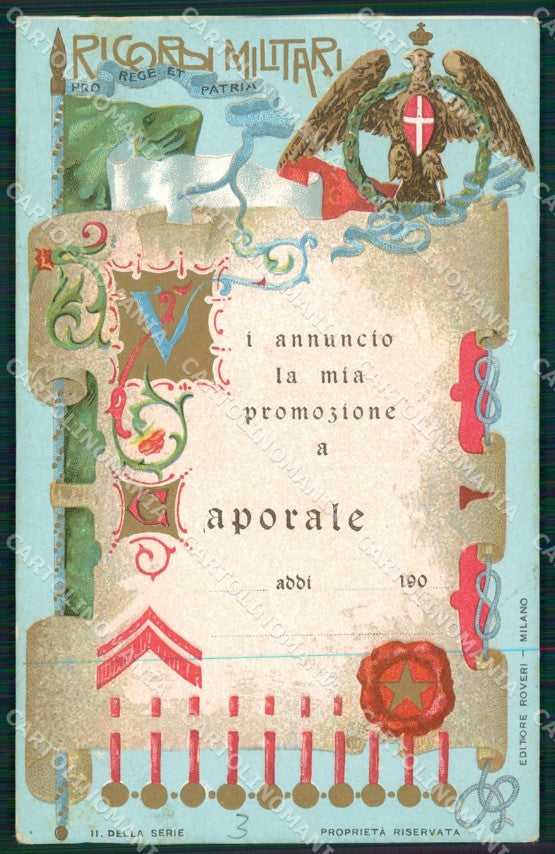 Militari Ricordi Militari Promozione Caporale Reggimentali cartolina MT9127 – fronte