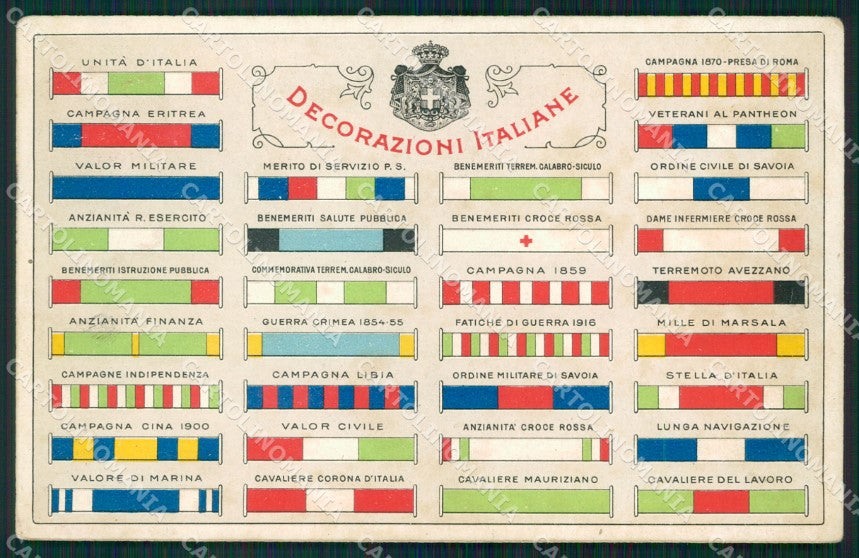 Militari Decorazioni Italiane REINCOLLATA cartolina MT9166 – fronte