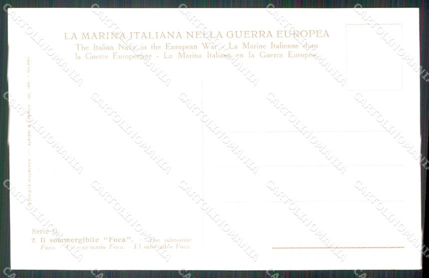 Militari Marina Militare Sommergibile Foca cartolina MT9192 – retro