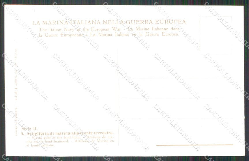 Militari Marina Militare Artiglieria al Fronte cartolina MT9195 – retro