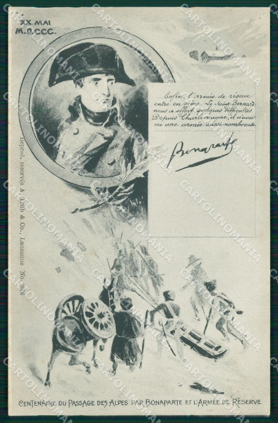 Militari Napoleone Centenario passaggio Alpi cartolina MT9206 – fronte
