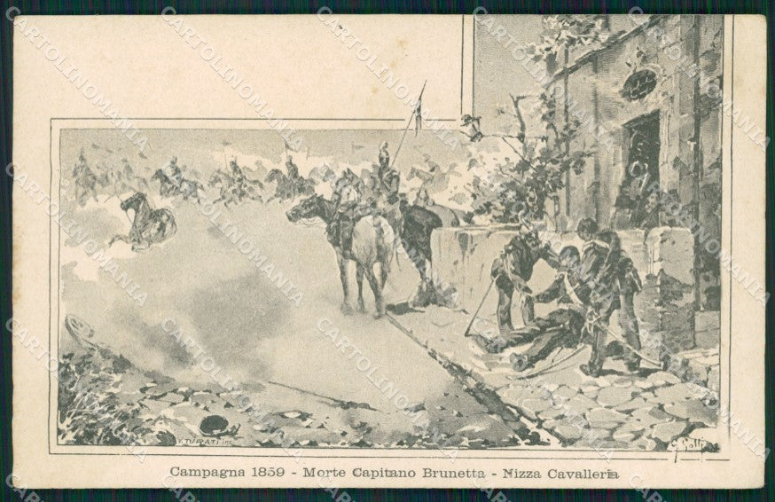 Militari Nizza Cavalleria Morte Capitano Brunetta Turati cartolina MT9284 – fronte
