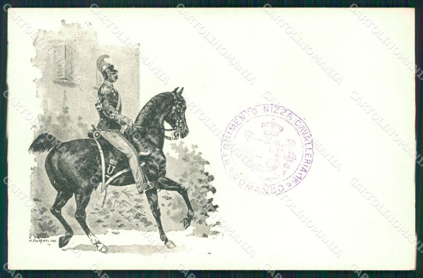 Militari Reggimento Nizza Cavalleria Comando Turati cartolina MT9285 – fronte