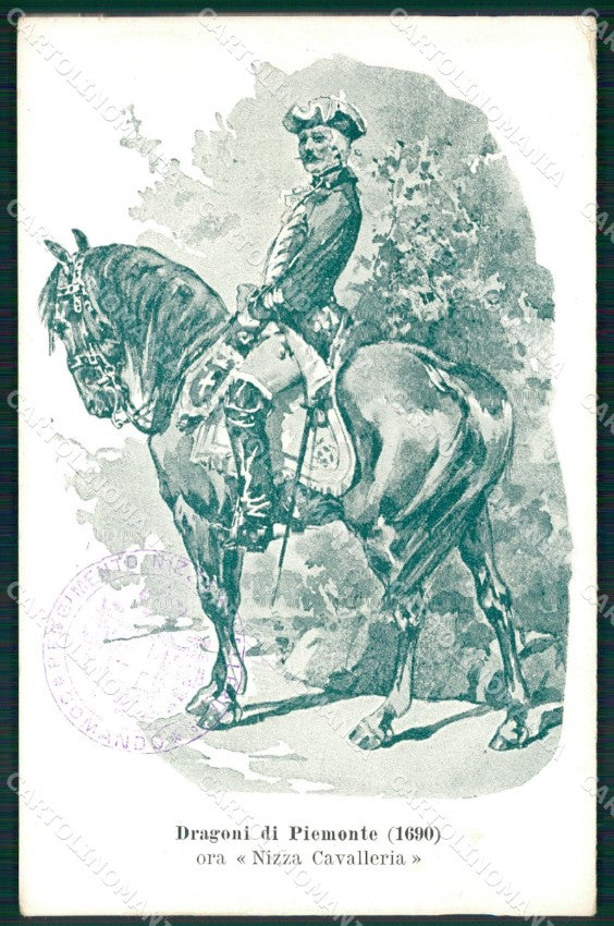 Militari Reggimento Nizza Cavalleria Comando Dragoni Piemonte cartolina MT9286 – fronte