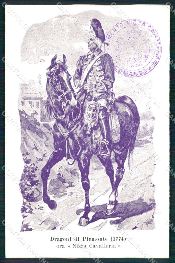 Militari Reggimento Nizza Cavalleria Comando Dragoni Piemonte cartolina MT9288 – fronte